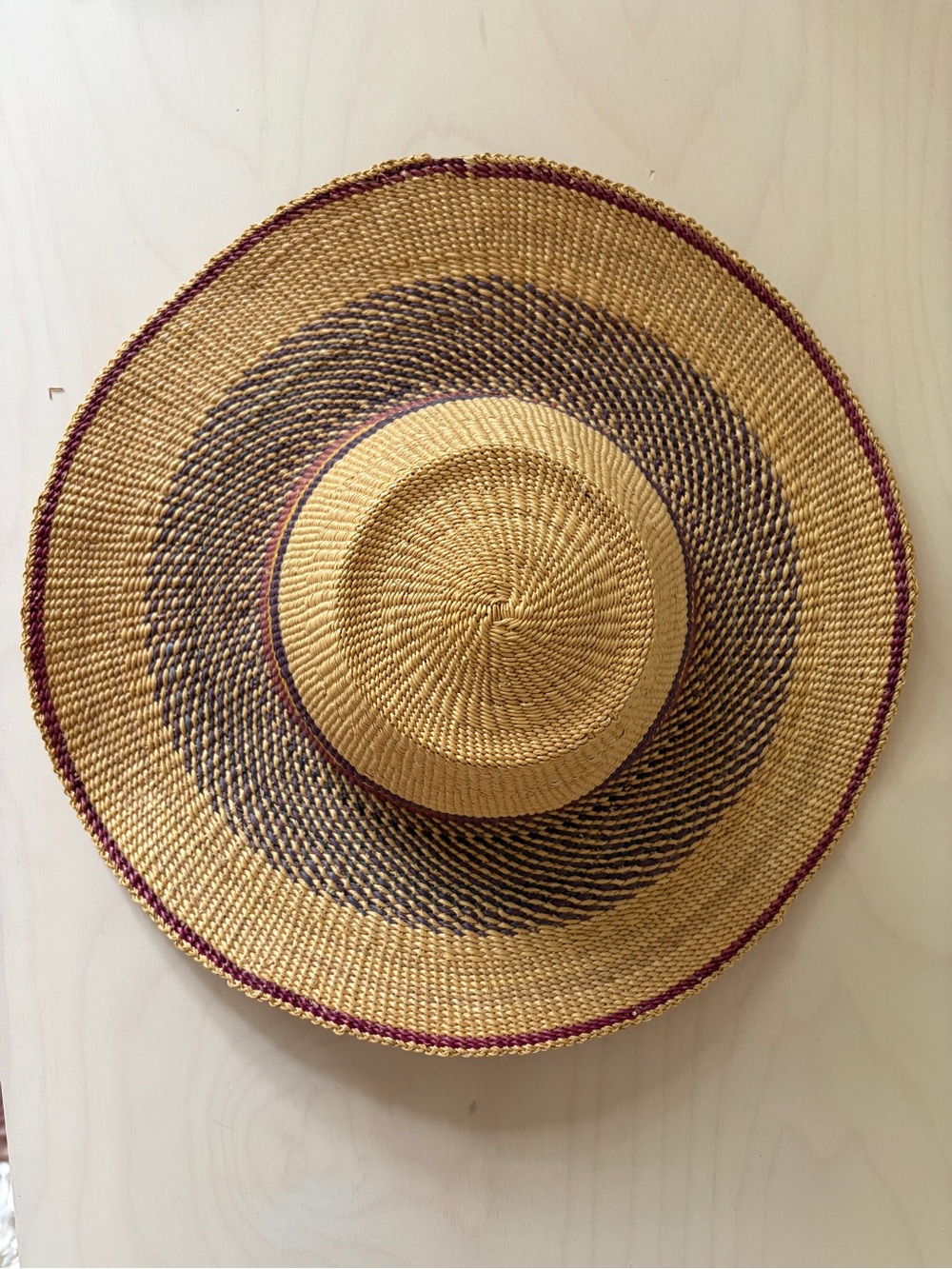 Woven Straw Sun Hat with Colored Stripes - Picture 2 of 4